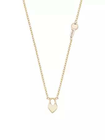 Shop Zoë Chicco Itty Bitty 14K Yellow Gold Heart Padlock & Key Necklace | Saks Fifth Avenue