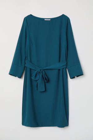 Dress with Tie Belt - Turquoise