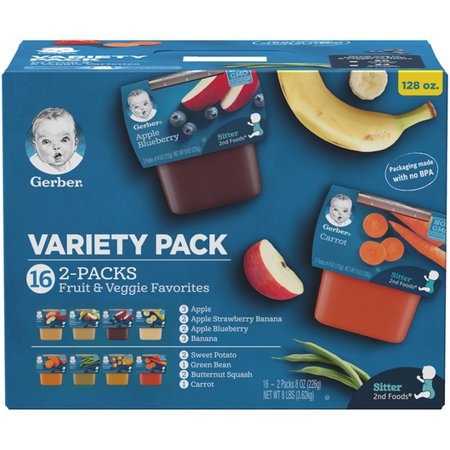 Gerber 2nd Foods Baby Food Variety Pack 8 oz Packs, 16 Count - Walmart.com
