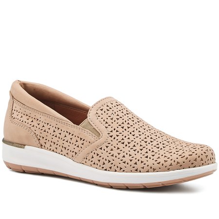 Walking Cradles Orleans: Light Taupe Perfed Nubuck Leather Casual Shoe - The Walking Cradle Company
