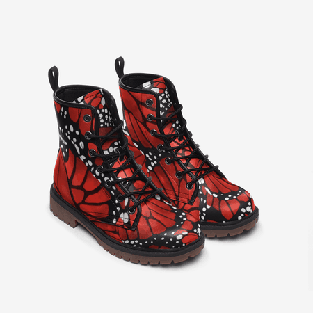 Red Monarch Leather Combat Boots – MissFits