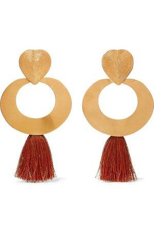 JOHANNA ORTIZ + Paula Mendoza & Cano Olive Trees fringed gold-tone earrings
