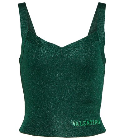 Valentino - Metallic knit crop top | Mytheresa