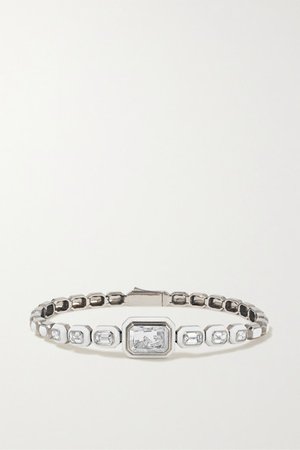 Moritz Glik | 18-karat gray gold palladium, enamel, sapphire crystal and diamond bracelet | NET-A-PORTER.COM