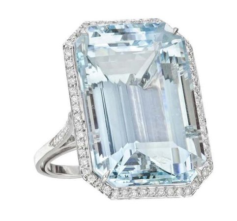 Ring diamond aquamarine