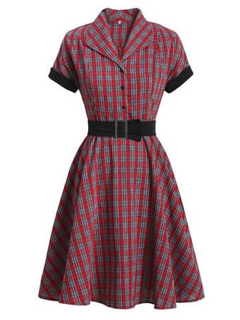 1950S Red Plaid Vintage Dress With Belt – Jolly Vintage