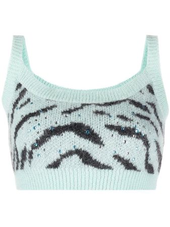 Alessandra Rich Zebra intarsia-knit Cropped Top - Farfetch
