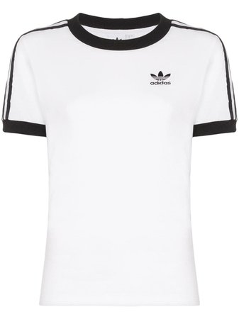 White Adidas Logo Stripe T-Shirt | Farfetch.com
