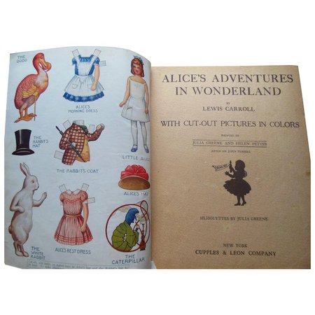 Alice's Adventures in Wonderland Book with Cut-Out Pictures in Colors : Valzak's Antique Treasures | Ruby Lane