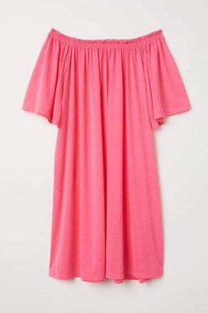 Off-the-shoulder Dress - Pink