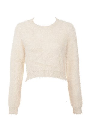 Clothing : Tops : 'Noemie' Cream Cropped Soft Mohair Sweater