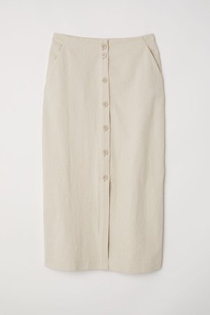Linen-blend skirt - Light beige - Ladies | H&M GB