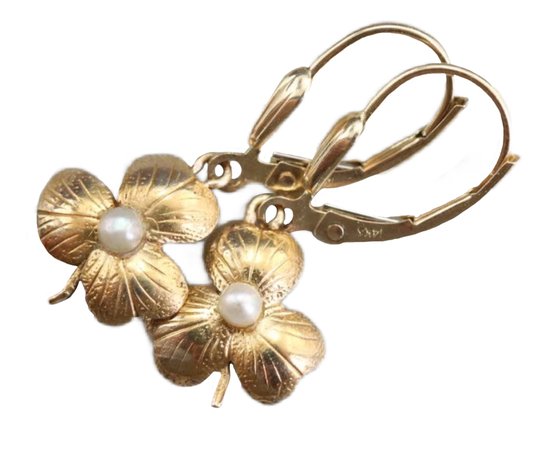 gold & pearl shamrock earrings