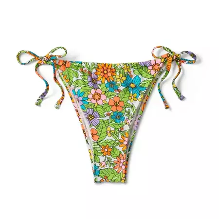 Women's Side-tie Adjustable Coverage Ultra High Leg Bikini Bottom - Wild Fable™ Floral Print : Target
