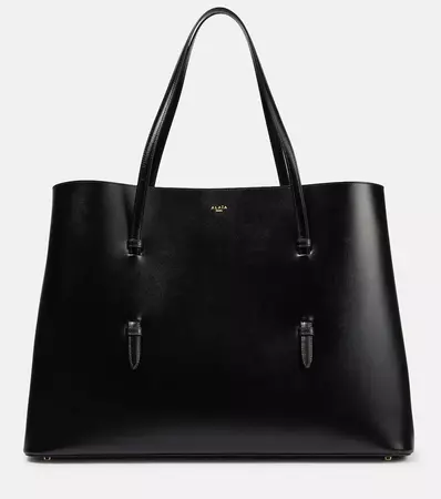 Mina 50 Large Leather Tote Bag in Black - Alaia | Mytheresa