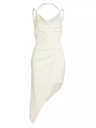 Shop Alice + Olivia Satin Crystal-Strap Draped Minidress | Saks Fifth Avenue