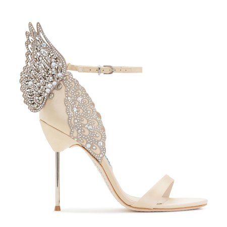 Nude and crystal angel pumps