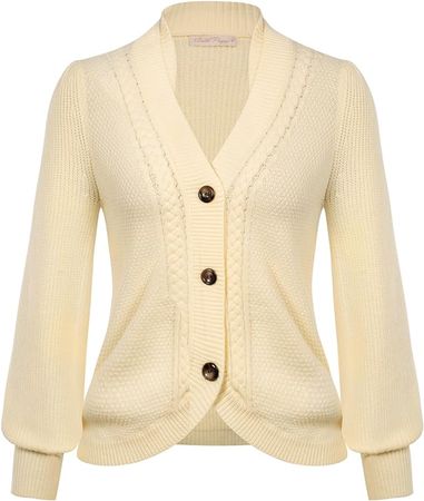 Women's Waffle Knit Button-Down Cardigan Sweater Long Sleeve Vintage Chunky Cable Cardigan Outerwear Coats at Amazon Women’s Clothing store