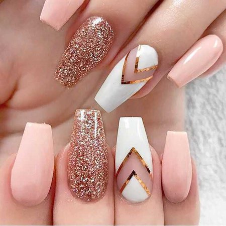 white pattern nails