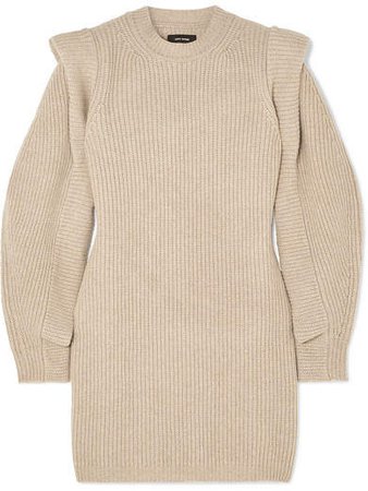 Beatsy Ribbed Cashmere And Wool-blend Mini Dress - Neutral
