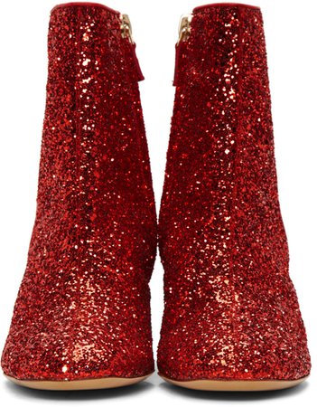 Mansur Gavriel: Red Glitter Boots | SSENSE