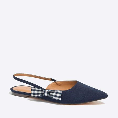 Slingback flats with gingham bow