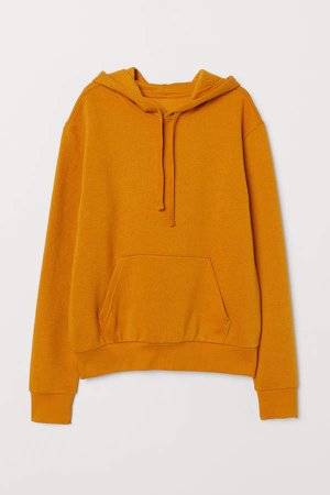 Hooded Sweatshirt with Motif - Yellow
