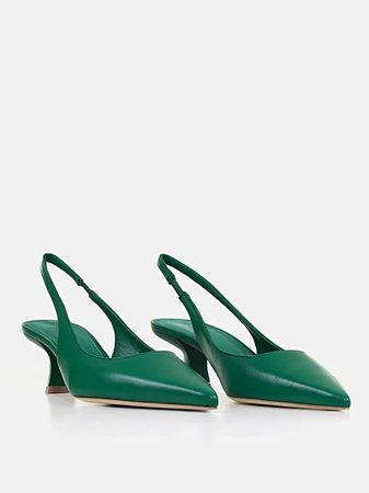 Amazon.com | gihubafuil Women’s Low Kitten Heel Pumps Shoes Closed Pointed Toe Heels Casual Slingback Slip-on Dress Shoes Emerald Green | Shoes