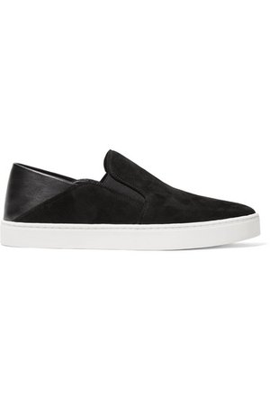 Vince | Garvey suede and leather collapsible-heel sneakers | NET-A-PORTER.COM