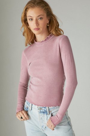 LAYERING MOCK NECK RIBBED TOP | Lucky Brand