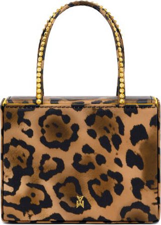 Amina Muaddi Superamini Gilda Leopard Print Top Handle Bag | Nordstrom