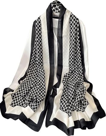 SweatyRocks Women's Casual Graphic Print Color Block Shawl Scarf Wrap Black White one-size at Amazon Women’s Clothing store