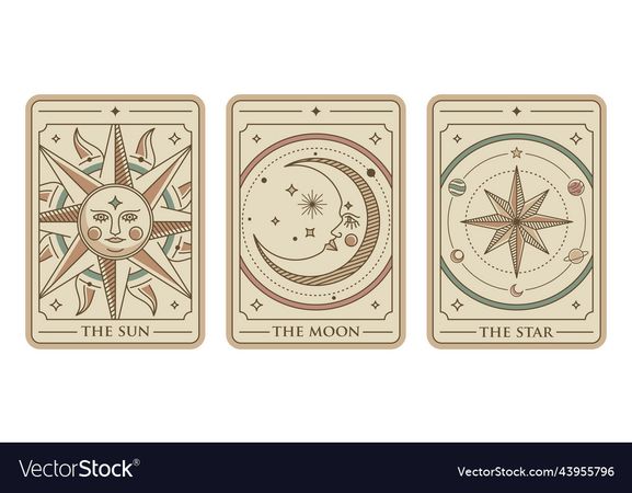 Sun the moon and the star tarot card Royalty Free Vector