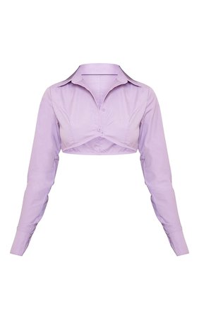 Lavender Woven Underbust Crop Shirt