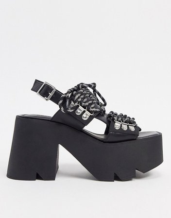 ASOS DESIGN Hellish chunky heeled sandals in black | ASOS