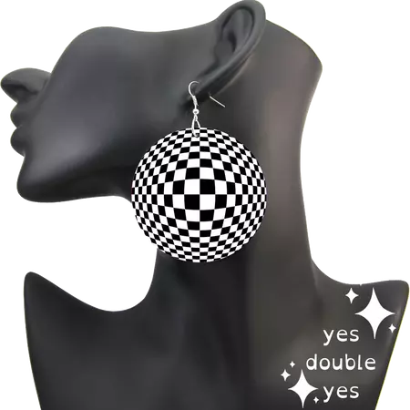 Black and White Optical illusion trippy checkerboard earrings look 3D! – yesdoubleyes