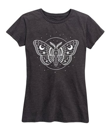 Instant Message Womens Heather Charcoal Celestial Moth Relaxed-Fit Tee - Women & Plus | Best Price and Reviews | Zulily