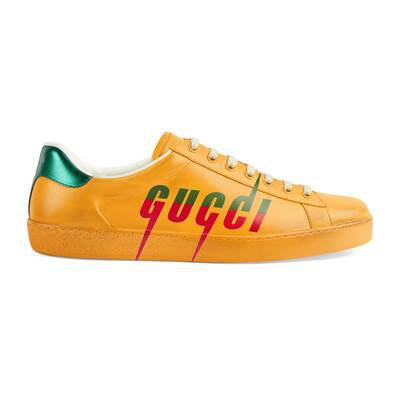 yellow leather Men's Ace sneaker with Gucci Blade | GUCCI® US