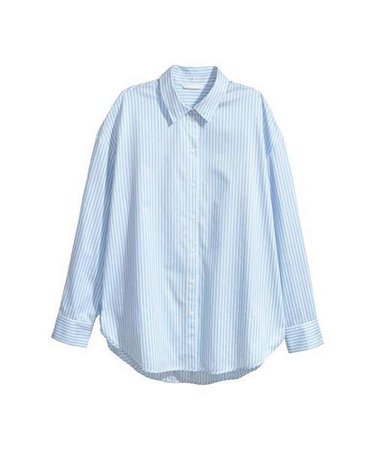 H&M,H&M Cotton Shirt - Light blue/white striped - Women - WEAR