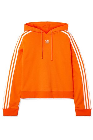 adidas Originals | Cropped striped cotton-terry hoodie | NET-A-PORTER.COM