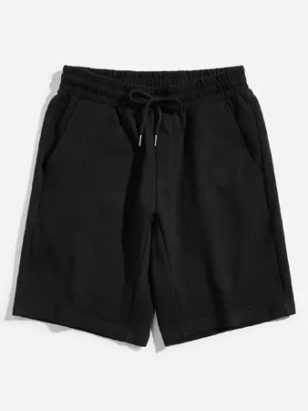 Men Drawstring Waist Solid Sweat Shorts -SheIn(Sheinside)