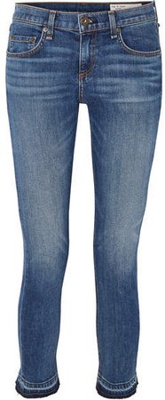 Dre Capri Cropped Distressed Mid-rise Slim-leg Jeans - Mid denim