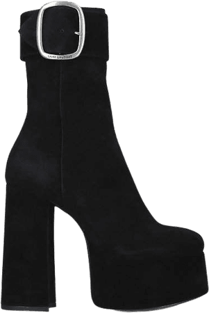 YSL billy oversized-buckle suede platform ankle boots