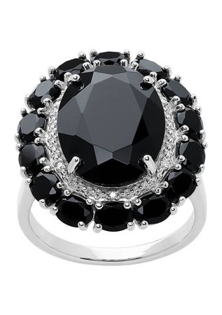 Belk & Co. Onyx and Diamond Ring in Sterling Silver