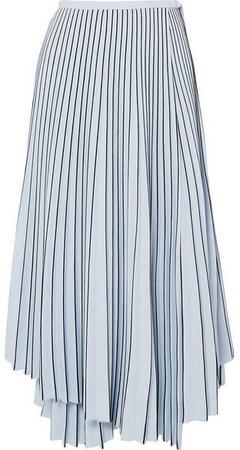 Asymmetric Pleated Cady Wrap Skirt - Blue