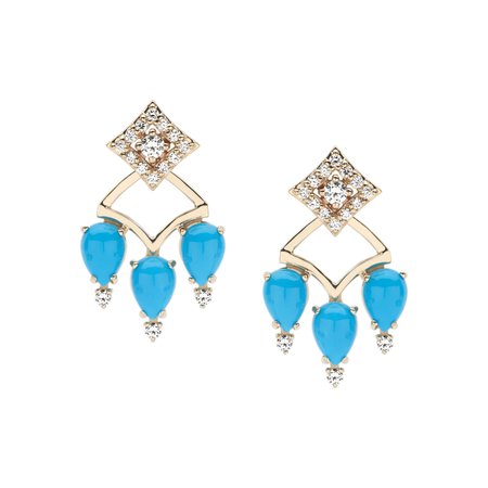 Regalo Turquoise and Diamond 2 in 1 Earrings in 14K Gold by GiGi Ferranti