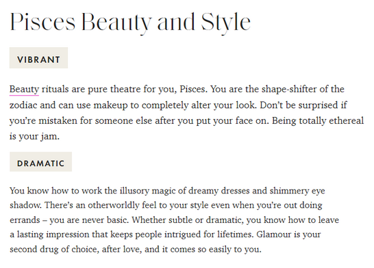 Pisces Beauty and Style