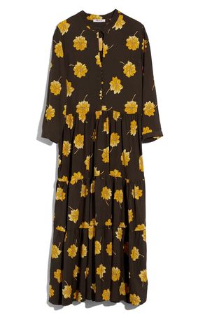 Madewell Fall Floral Button Front Tier Dress (Regular & Plus Size) | Nordstrom