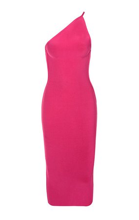 Clothing : Bandage Dresses : 'Sasha' Hot Pink One Shoulder Bandage Dress