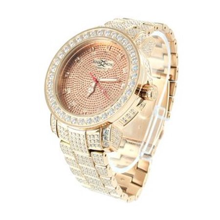 Khronos - Real Diamond Dial Rose Gold Finish Mens Classy Stainless Steel New Watch - Walmart.com